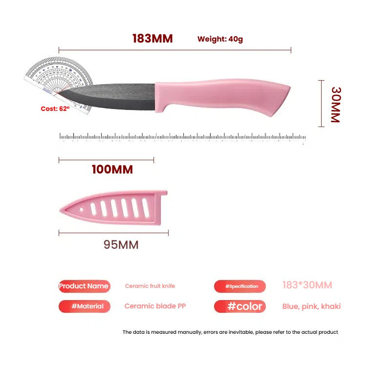 Portable Food Safety Black Zirconium Ceramic Fruit Peeling Knife With A Safety Blade Guard Cover Suitable For Kitchen Use