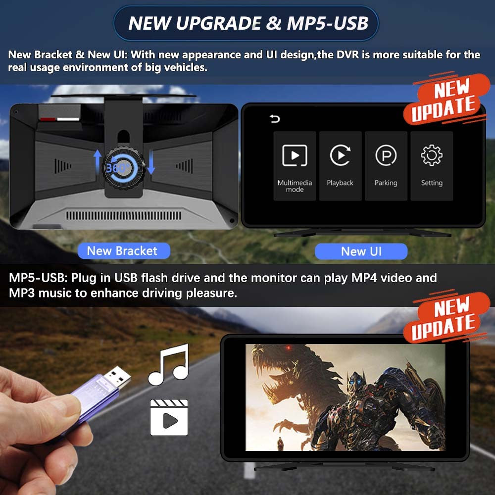 4 Channel 10.1 Inch Truck Bus Vehicle DVR MP5 With 4 PCS AHD 1080P Camera Surveillance Video Parking Recorder Monitor System Kit