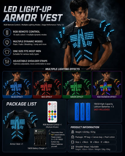 Cyber LED Glow Armor Cape – Illuminated Cosplay & Club Wear