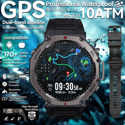 T-Rex 3 Ultra GPS Smart Watch 5 ATM à Prova D'água GNSS Dual-Band Bússola Integrada Smartwatch Militar Esportivo Masculino 2025 Novo para Xiaomi
