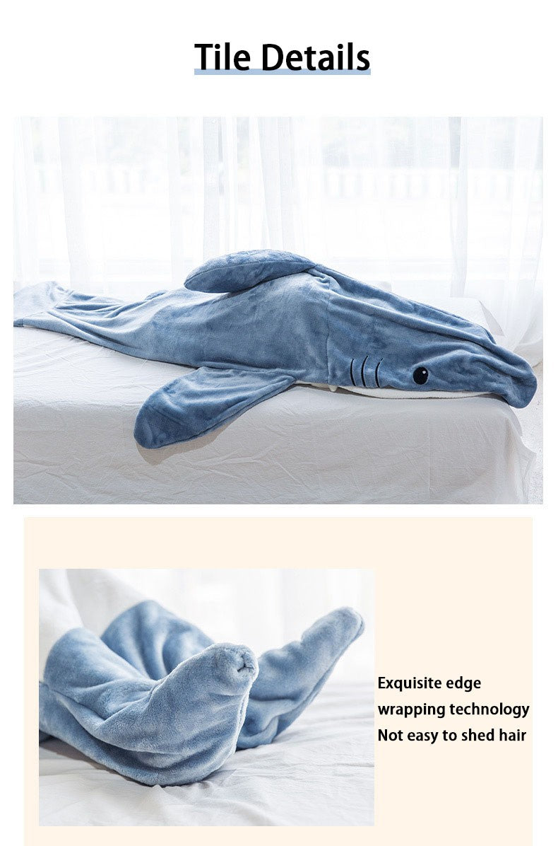 Shark Sleeping Bag Shawl Hooded Flannel Blanket Homewear Clothes Cartoon Pajamas Office Nap Animal Jumpsuit  For Children Adult