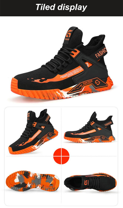 Steel Toe Anti-smash  Anti-Puncture Safety Shoes Men Lightweight Slip Resistant Work Shoes Comfortable Breathable Work Boots Men