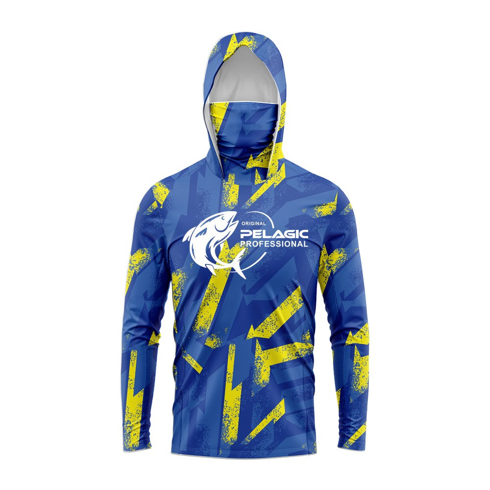 Camisa de pesca masculina com capuz, manga longa, proteção UV, vestuário de pesca