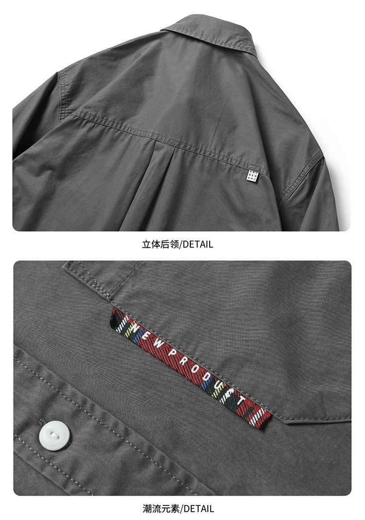 Oversize Cargo Shirts Men Japanese Streetwear Vintage Fashion Loose Casual Long Sleeve Cityboy Pure Cotton Button Shirts Blouses