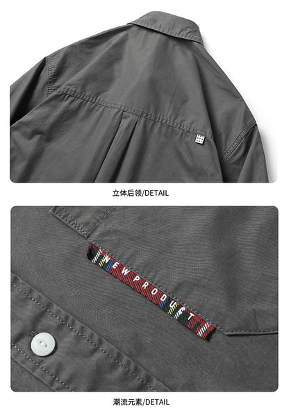 Oversize Cargo Shirts Men Japanese Streetwear Vintage Fashion Loose Casual Long Sleeve Cityboy Pure Cotton Button Shirts Blouses