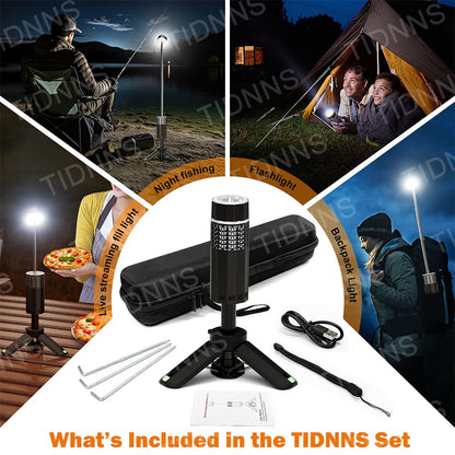 Telescopic Camping Light Rechargeable 21000mAh Portable Outdoor Camping Lantern 4 Light Modes With Tripod Storage Bag Emergency