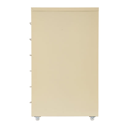 Gaveteiro de Metal com Rodas e Fechadura | Armário para Documentos com 6 Gavetas para Escritório em Casa, com Rodas | Branco-sujo/Verde/Amarelo