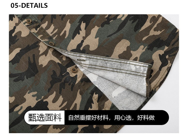 New Camouflage Cargo Shirt Men Cotton Multi-Pocket Camo Shirts High Quality Militar Overshirt Men Army Green Shirts Casual