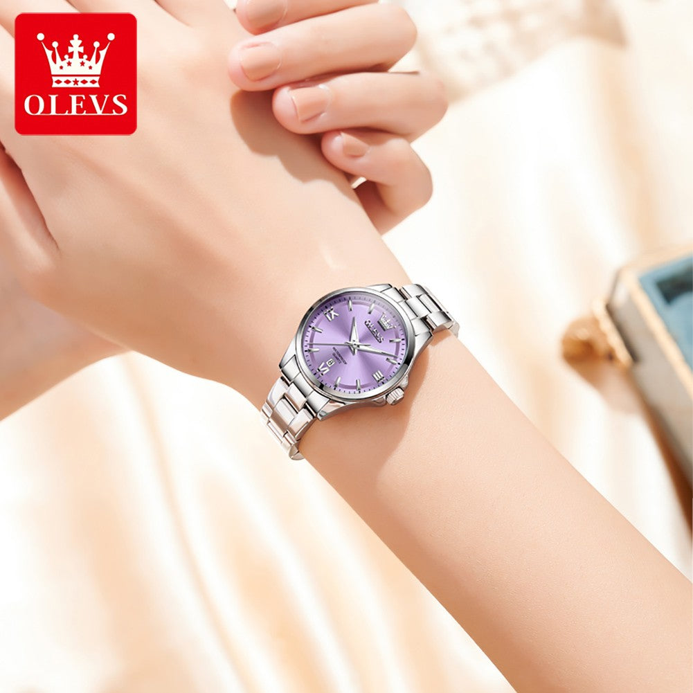OLEVS 3668 Women Watch Luxury Original Quartz Watch Sword Needle Fashion Roman Automatic Date Calendar Window Women Watch