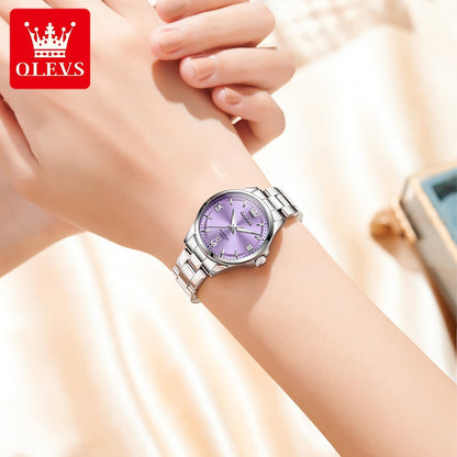 OLEVS 3668 Women Watch Luxury Original Quartz Watch Sword Needle Fashion Roman Automatic Date Calendar Window Women Watch