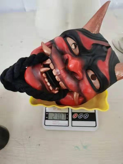 Halloween Prajna Mask Japanese Color Bonjour Noh Kabuki Demon Mask Hundred Ghosts Night Out Resin Ghost Samurai Props Party Mask
