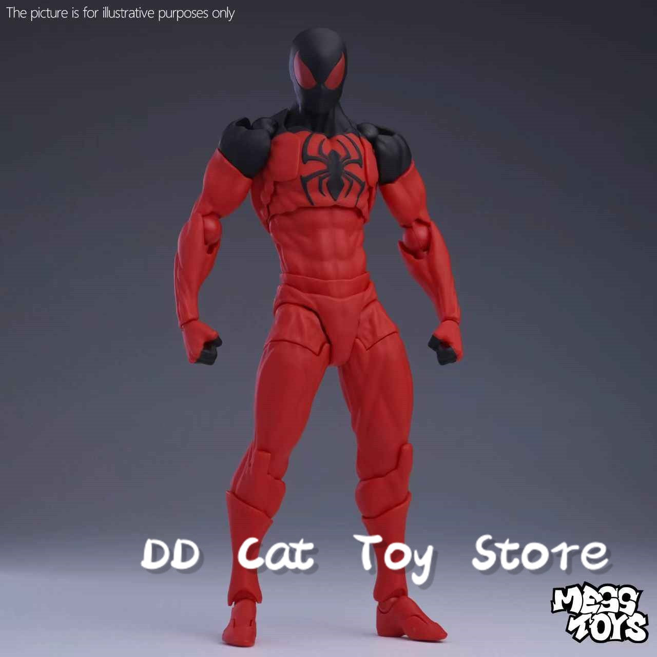 Boneco Homem-Aranha Feito à Mão Modelo Personalizado Brinquedo CT Preto Vermelho Homem-Aranha Boneco de Ação para Crianças Presente Colecionável da MessToys