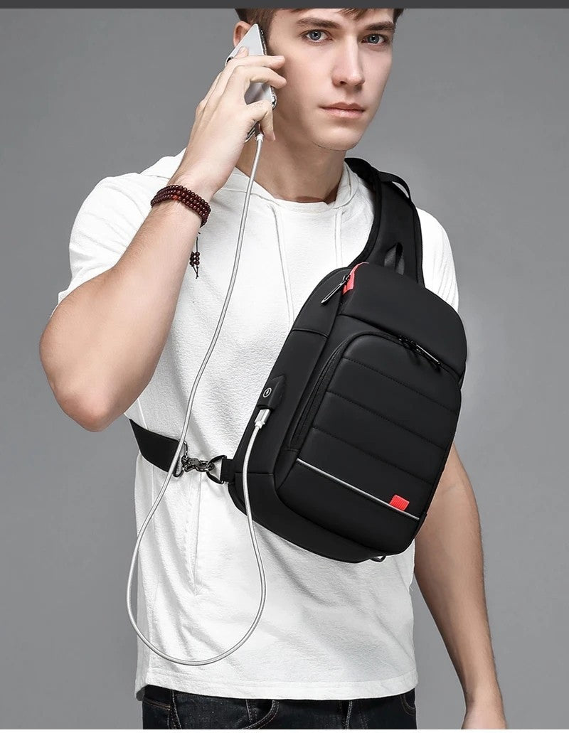 Men's Chest Bag Sling Bags for Men Waterproof Messenger Handbags Crossbody Shoulder Bag with USB Charging Husband Gift Bolsas