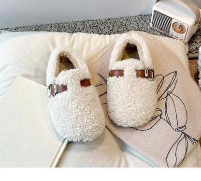 Winter Children's Shoes 2025 New Girls Fluffy Cotton Shoes Soft Bottom Non-slip Kids Fashion Simple Plush Shoes Trend Versatile