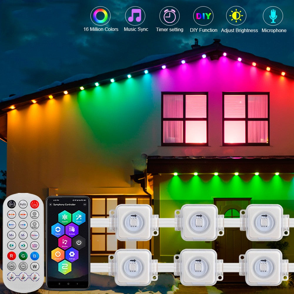 5054 16703IC(WS2812B WS2811) Outdoor Eaves LED Light String Kit 2.4G BEL+WIFI Controller Waterproof Light