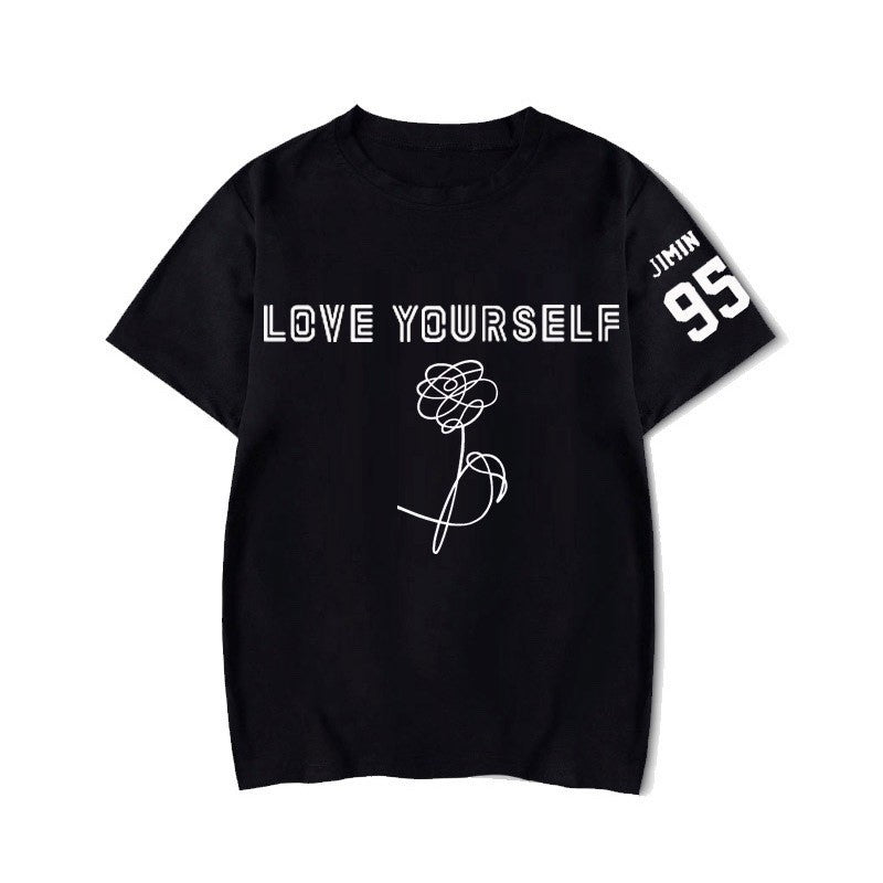 2025 Summer BTS LOVE YOURSELF Tear T-shirt Short-sleeved Casual Fan Top for Both Men and Women