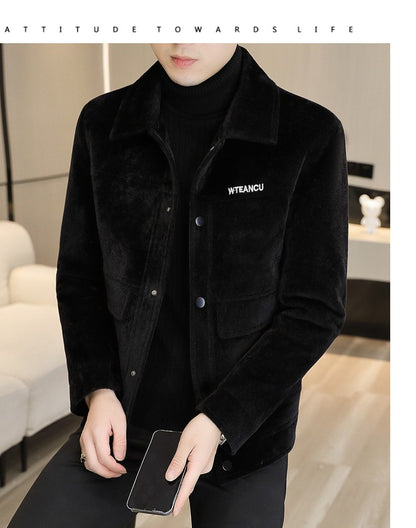 2022 Winter Wool Blends Jacket Plush Velvet and Short Thicken Trench Coat Casual Business Woolen Overcoat Social Men Clothing