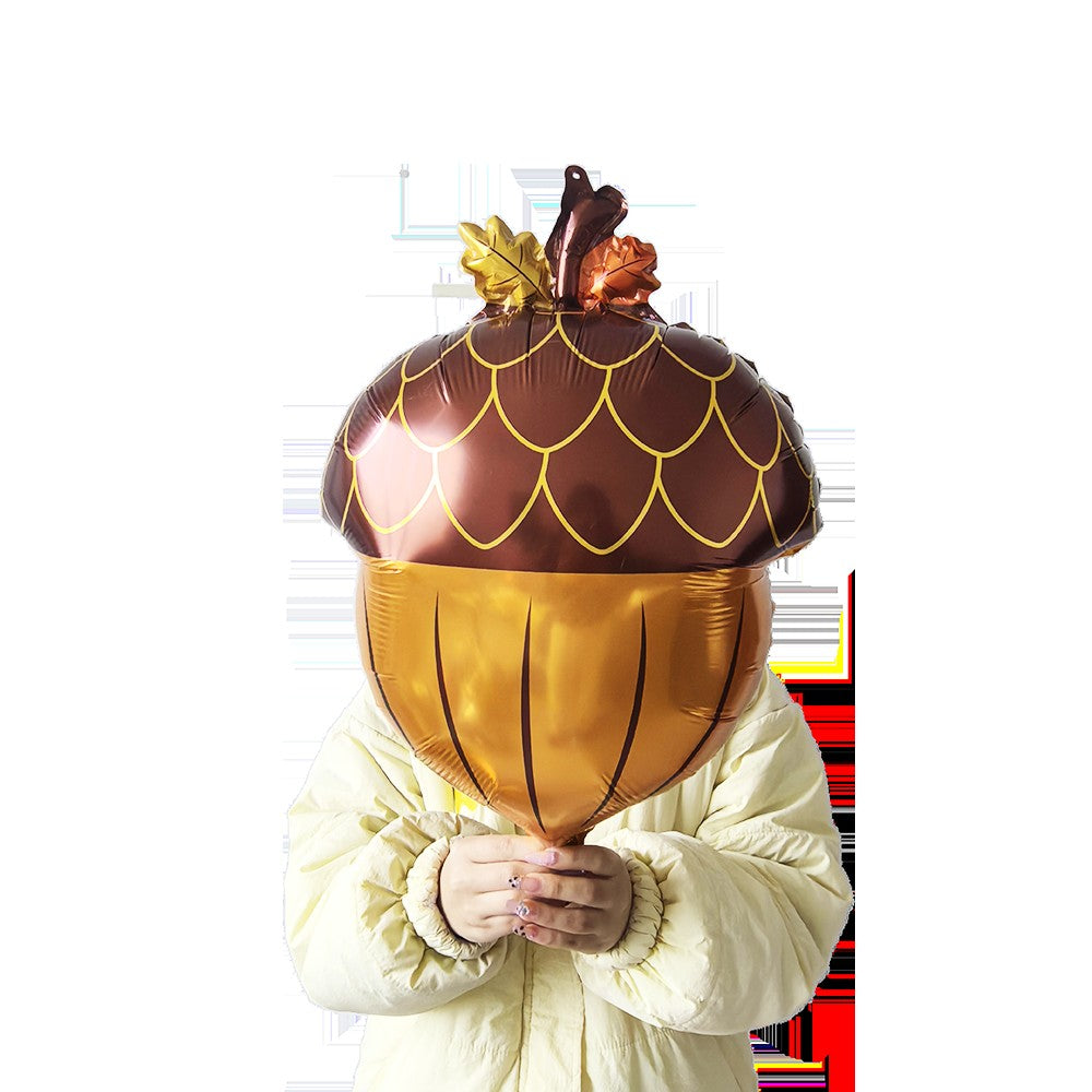 Cartoon Animal Standing Squirrel Balloon Pinecone Shaped Aluminum Film Balloon Forest Theme Baby Shower Birthday Party Decor