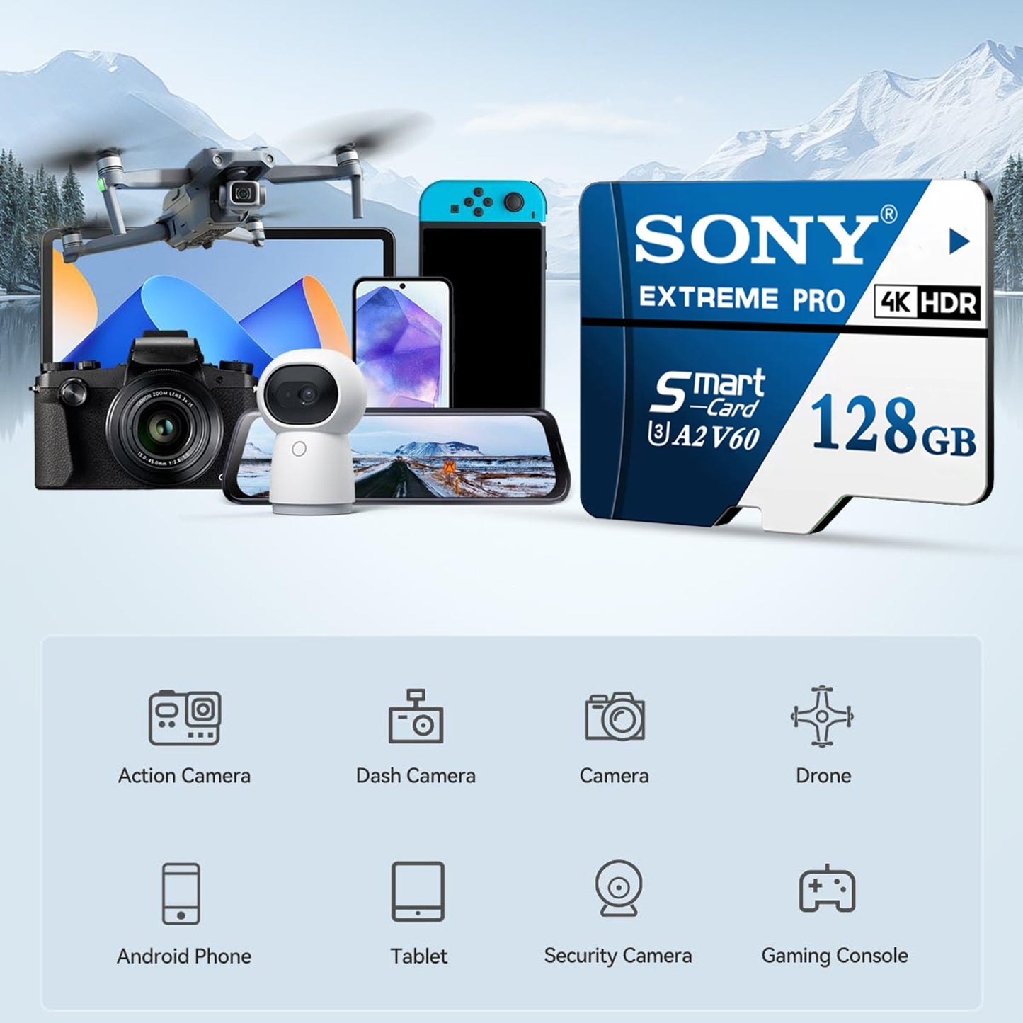 Cartão de Memória Sony SD de Alta Velocidade Micro SD Card 1024GB 512GB 256GB 128GB 64GB A2 V60 U3 Cartão de Memória TF para Celular Câmera PC