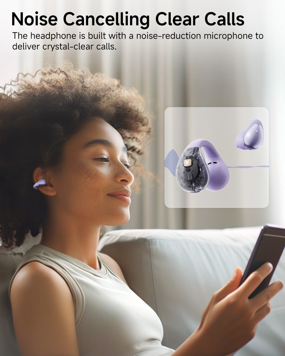 QCY Crossky C30 Ear Clip Earphones Bluetooth 5.4 Wireless Open Ear Sports TWS Earbuds Dual-Connection Headphones
