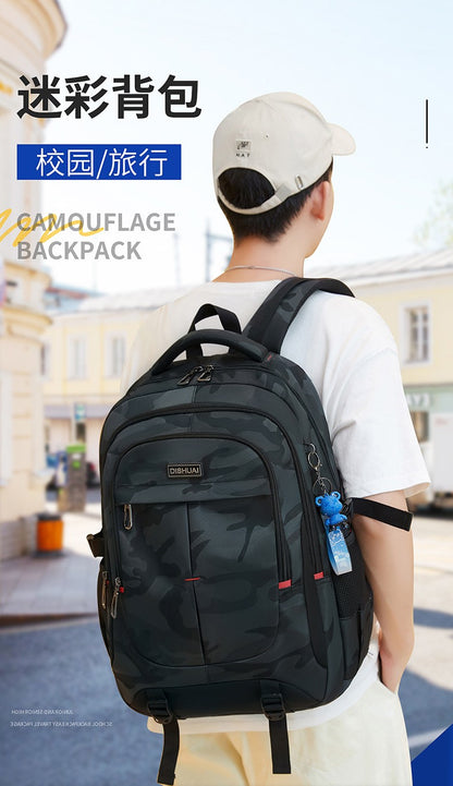 Mochila de camuflagem nova 2025 para viagem ao ar livre, para homens, 2 tamanhos, para o sexo masculino, mochila escolar de alta capacidade para universitários e meninos