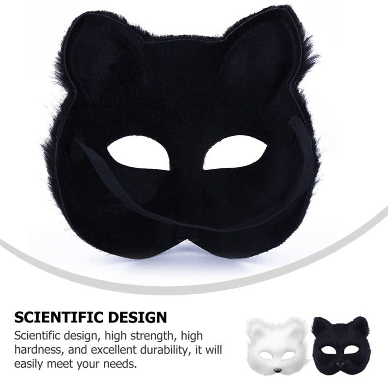 Fox Shape Face Eye Mask Christmas Carnival Party Cosplay Cat Animal Hair Mask Halloween Costume Props Makeup Plastic Face Mask