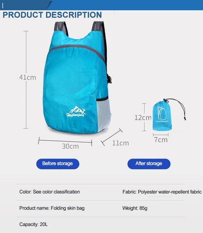Bolsa esportiva leve para exterior mochila impermeável resistente ao desgaste mochila de viagem mochila dobrável pequena mochila de armazenamento