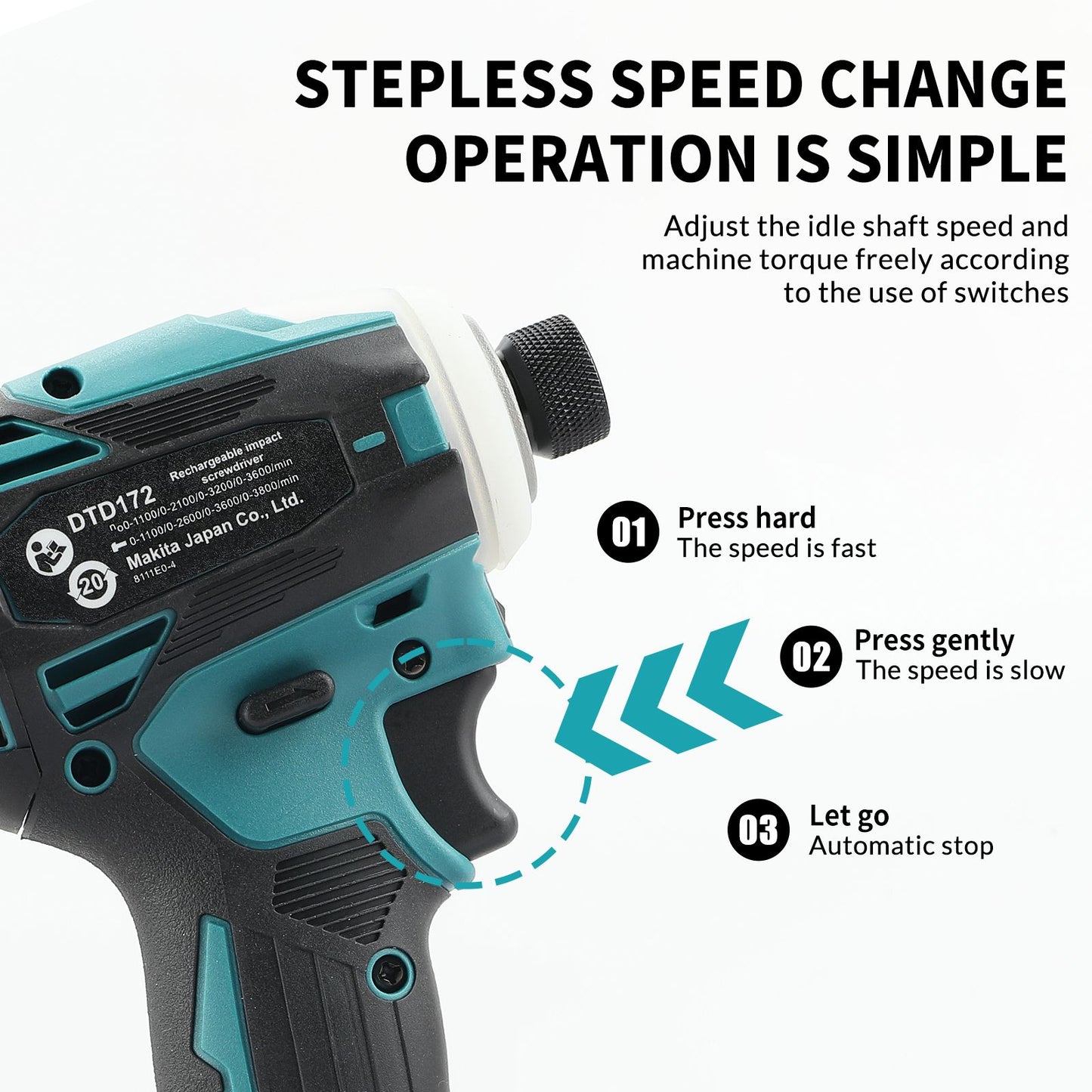 Parafusadeira Makita DTD172 Sem Fio, Furadeira de Carregamento, Parafusadeira Brushless, Chave de Fenda Elétrica de 18V, Furadeira de Impacto Manual Elétrica, Ferramenta Elétrica