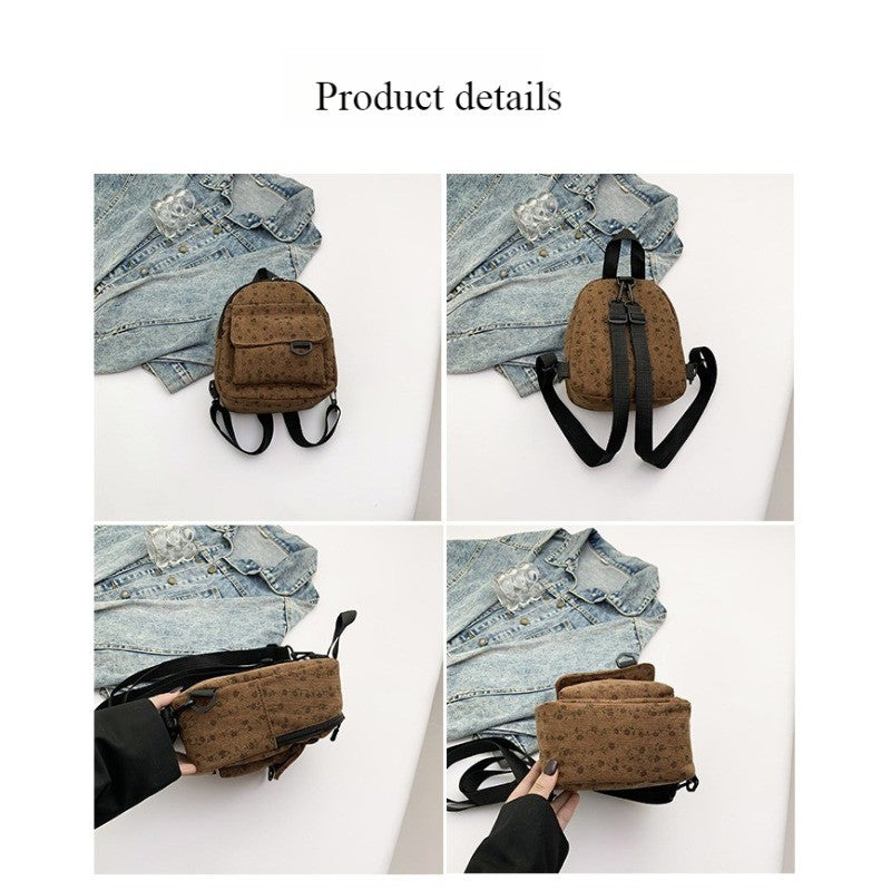 Nova Mini Mochila de Veludo Cotelê 2025 Elegante Espaçosa Leve Mochila de Viagem para Estudantes