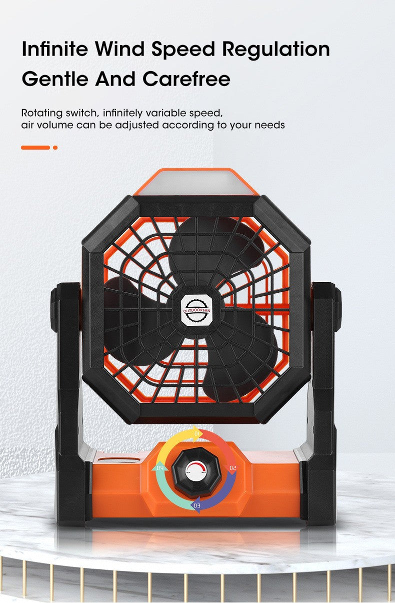 2024 New 7800 mA High-Capacity Portable Fan Rechargeable Desk Camping Fan with LED Light and Hook Outdoor Fan for Tent Car Trip