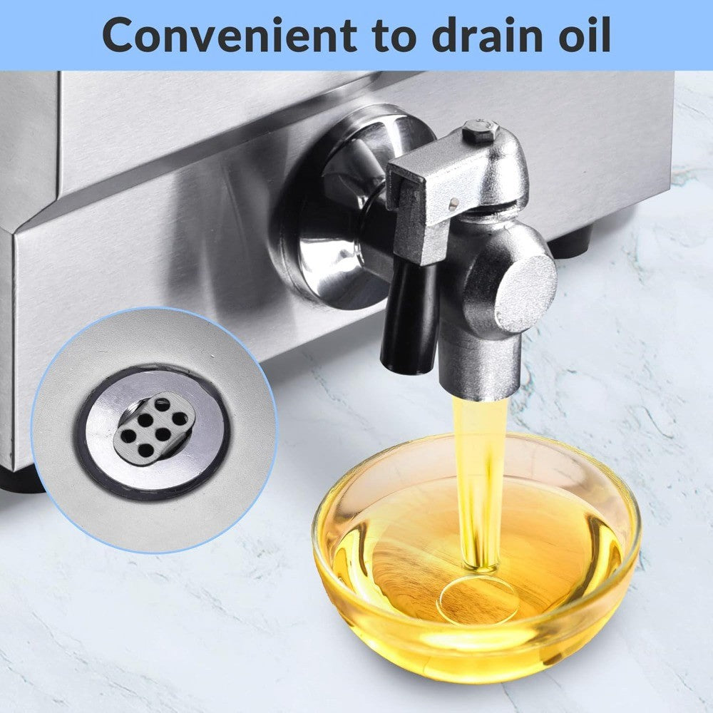 Commercial Electric Deep Fryer 11.7L 1500W Fryer w/Time Control and Oil Filtration Single Removable Basket Stainless Steel