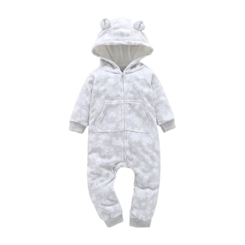 Infant Baby Romper 2024 Spring Autumn Warm Babi Boy Girl Clothes Coral Fleece Hooded Babe Girl Animal Jumpsuit