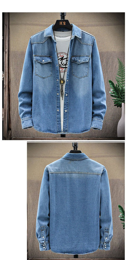 2025 Autumn New style high quality Denim shirts Men's fashion Casual Long Sleeve