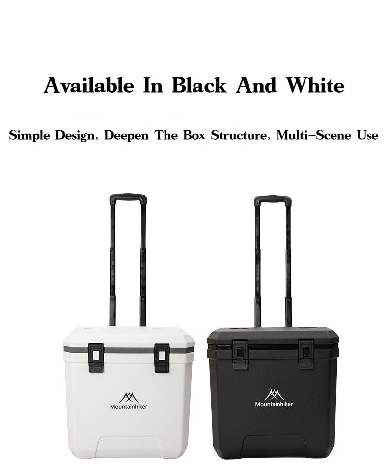Refrigerador Externo MOUNTAINHIKER 36L com Rodas e Carrinho Incubadora Portátil Caixa Térmica Churrasco Carro Polia Caixa Térmica Caixa Refrigeradora