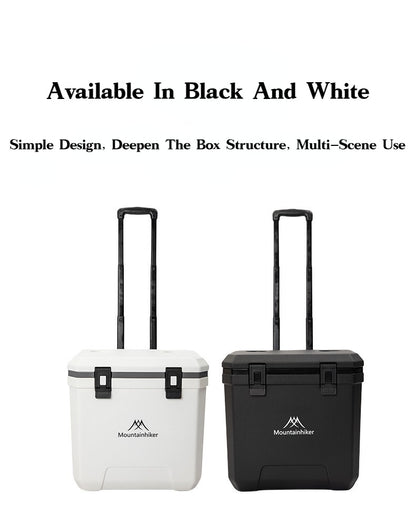 Refrigerador Externo MOUNTAINHIKER 36L com Rodas e Carrinho Incubadora Portátil Caixa Térmica Churrasco Carro Polia Caixa Térmica Caixa Refrigeradora