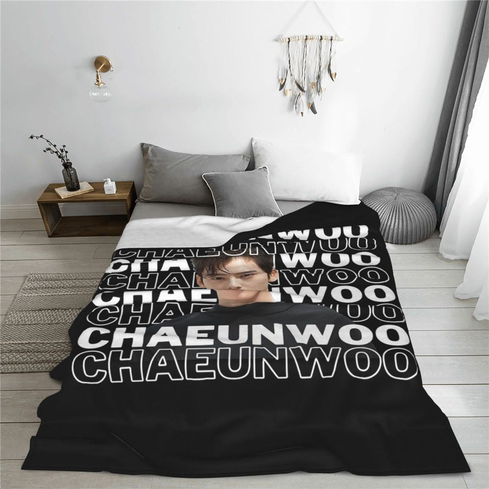Cha EunWoo Kpop Astro Blankets Soft Warm Flannel Throw Blanket Cover for Bed Living room Picnic Travel Home Sofa