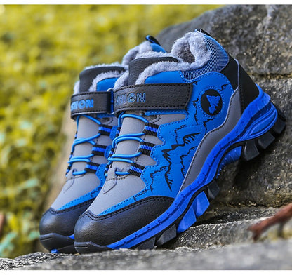 Winter Hiking Shoes Boy Kids Snow Boots Teenagers Children Shoe Walking Climbing Sneakers Leather Waterproof Non-slip Sport Warm