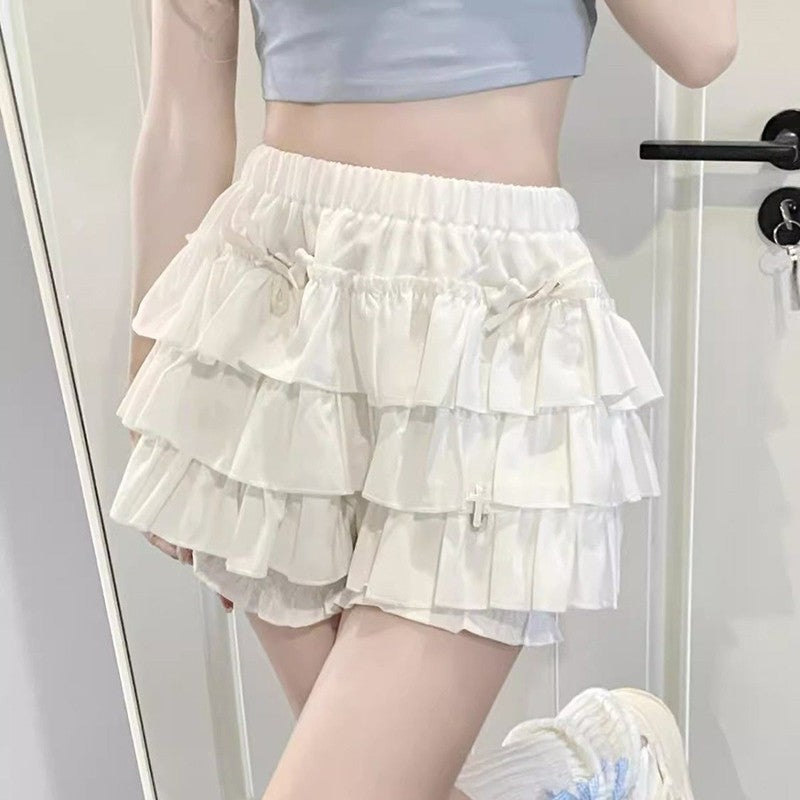Gidyq High Waist Women Mini Skirts Summer Korean Fashion Ruffle Ball Gowns Skirts Casual Female All Match Cute A Lien Skirt New