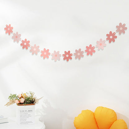 Daisy Flower Paper Banner Hat Cake Toppers Kids Girl Birthday Daisy Theme Party Decorations Hanging Bunting Garland Supplies