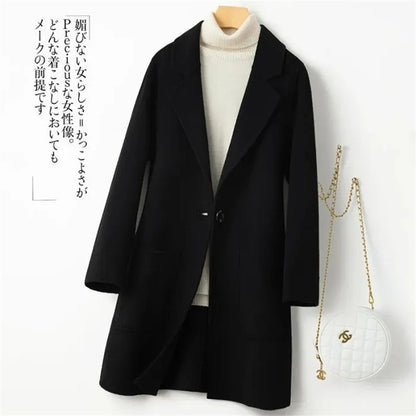High-Quality Double-Sided Tweed Wool Coat Female 2025Autumn Winter New Woolen Jacket Women's Long Outerwear Fashion Overwear Top