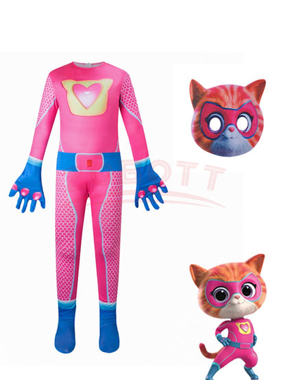 Halloween SuperKitties jumpsuit tight fitting costume stage performance costume Super Cat Jumpsuit Super Kitties Cosplay Costume