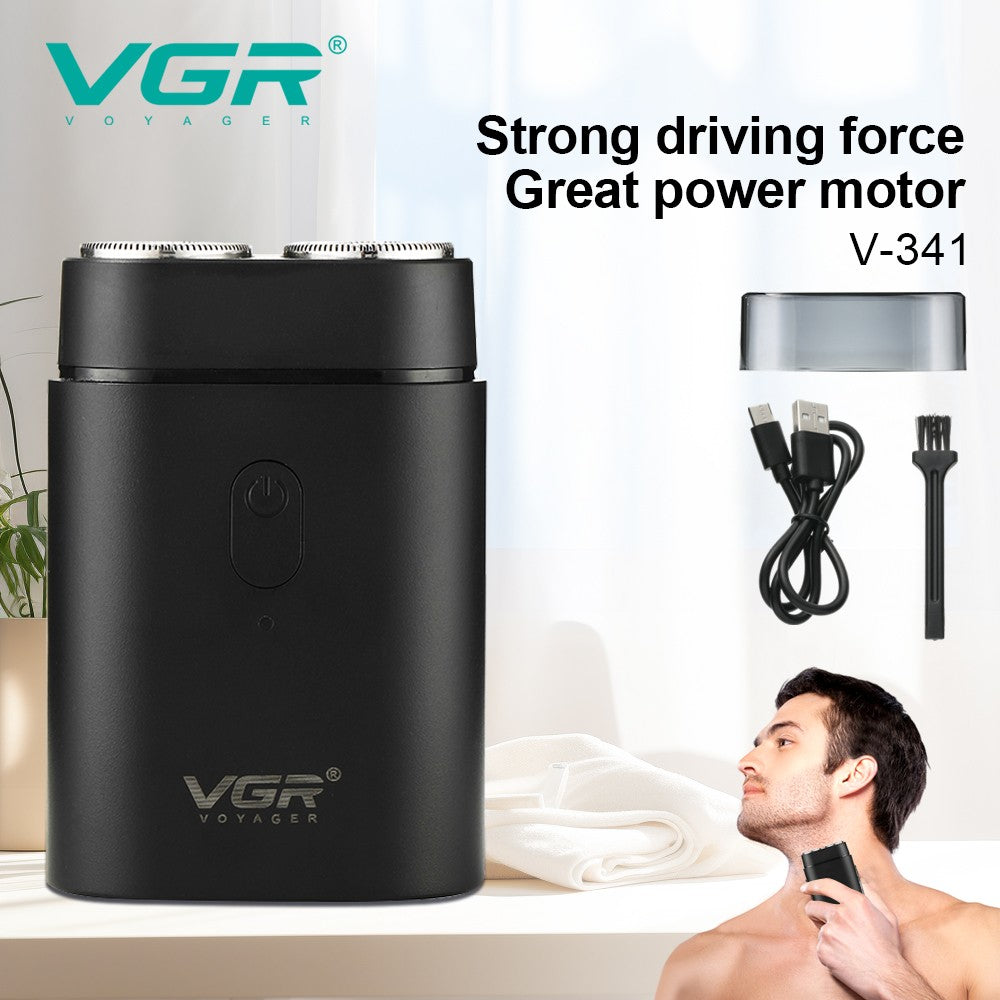 VGR Convenient Home Shaver Stainless Steel Double Blade Men's Shaver Intelligent Digital Display Washable Mini Shaver V-341