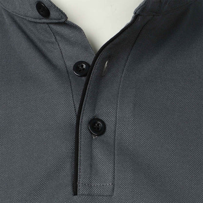 Men's short-sleeved stand-up collar top casual fashion daily solid color short-sleeved stand-up collar T-shirt casual top