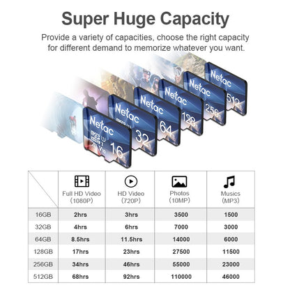 Cartão de Memória Netac A1 64GB 32GB 16GB MicroSD TF Cartão SD Classe 10 UHS-1 Cartão Flash de Memória Micro SD de 32GB