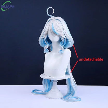 Really High Quality Fontaine Focalors Cosplay Wig Long Short Furina Wigs Blue White Curly Heat Resistant Hair Anime Wigs +WigCap