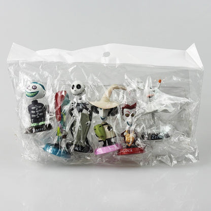 Conjunto de 6 Peças Bonecos Articulados O Estranho Mundo de Jack Jack Skellington Sally Finkelstein Lock Barrel com Cabeça Balançante em PVC