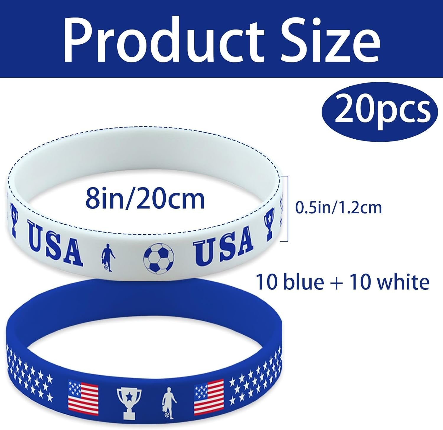 Gift 20PCS Silicone Rubber Wristbands National Team Flag Design Bracelets For Party Supplies