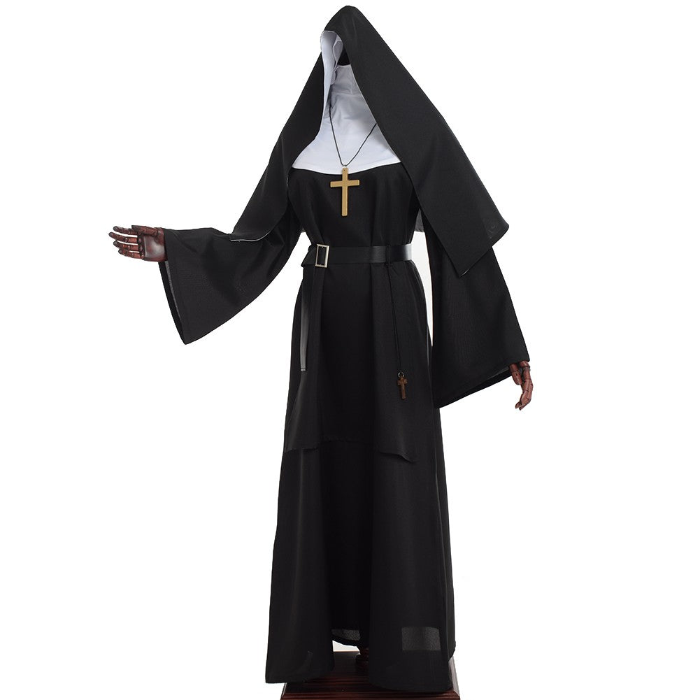 Nun Dress Halloween Costume for Women Scary Cosplay Mary Priest Dresses