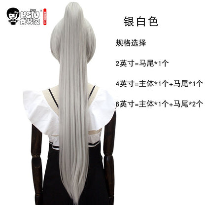 HSIU 80Cm Long Staight Ponytail Clip Cosplay Wig high temperature fiber Synthetic Wigs Anime Party Ponytail Party wigs 14 color