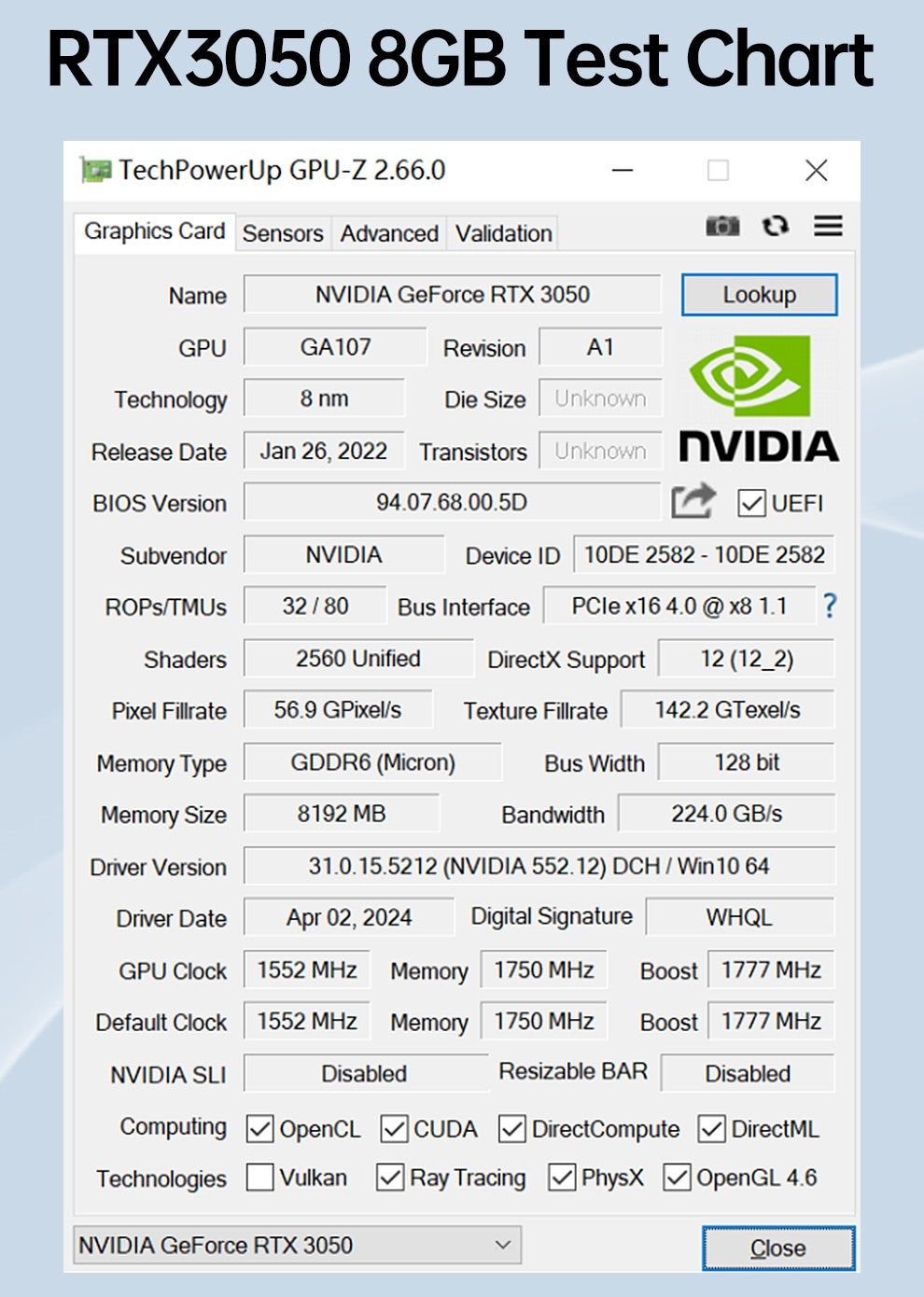 Placas de Vídeo SOYO RTX 3050 8G GDDR6 GPU NVIDIA Componentes para PC PCI Express X16 4.0 Placa de Vídeo para Jogos RTX3050 Nova